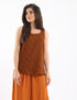 Reversible voile tank top with round neck